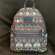 LOUNGEFLY Disney Parks CHRISTMAS 2020 Mickey Ugly Sweater Backpack Bag Purse NEW