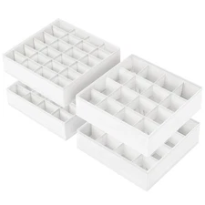 Drawer Organizers 4 Pack 24-Cell and 16-Cell Dividers for Socks Ties