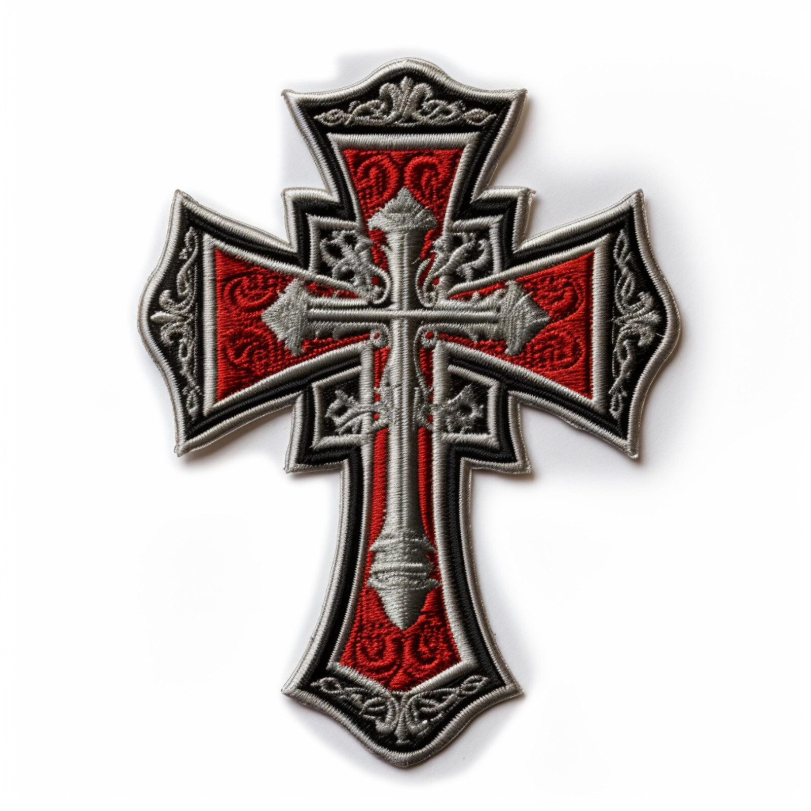 Knight Templar Patch Iron-on Applique Christian Badge Cross Crusader Medieval-image