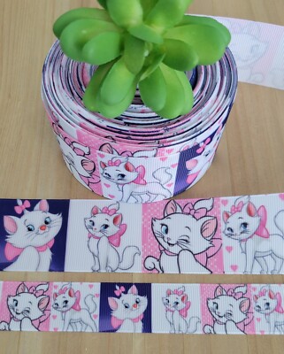 7/8 or 1.5'' (1 YD) Marie Cat Grosgrain Ribbon Disney Aristocrat Kitty Hair Bow