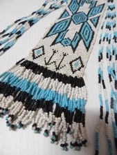 VINTAGE WESTERN APACHE INDIAN LOOM BEADED T NECKLACE - XLNT COLOR + DESIGN