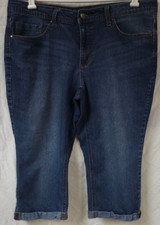 Faded Glory 16 Mid Rise Medium Wash Cuffed Hem Denim Capri Blue Jeans 36X20