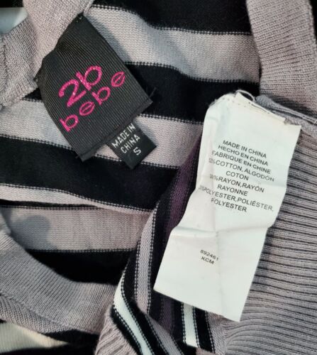 2b BEBE MULTI STRIPE Lace-Up Tunic Knit Top, SMALL(also fit XS) #T142 - Picture 3 of 3