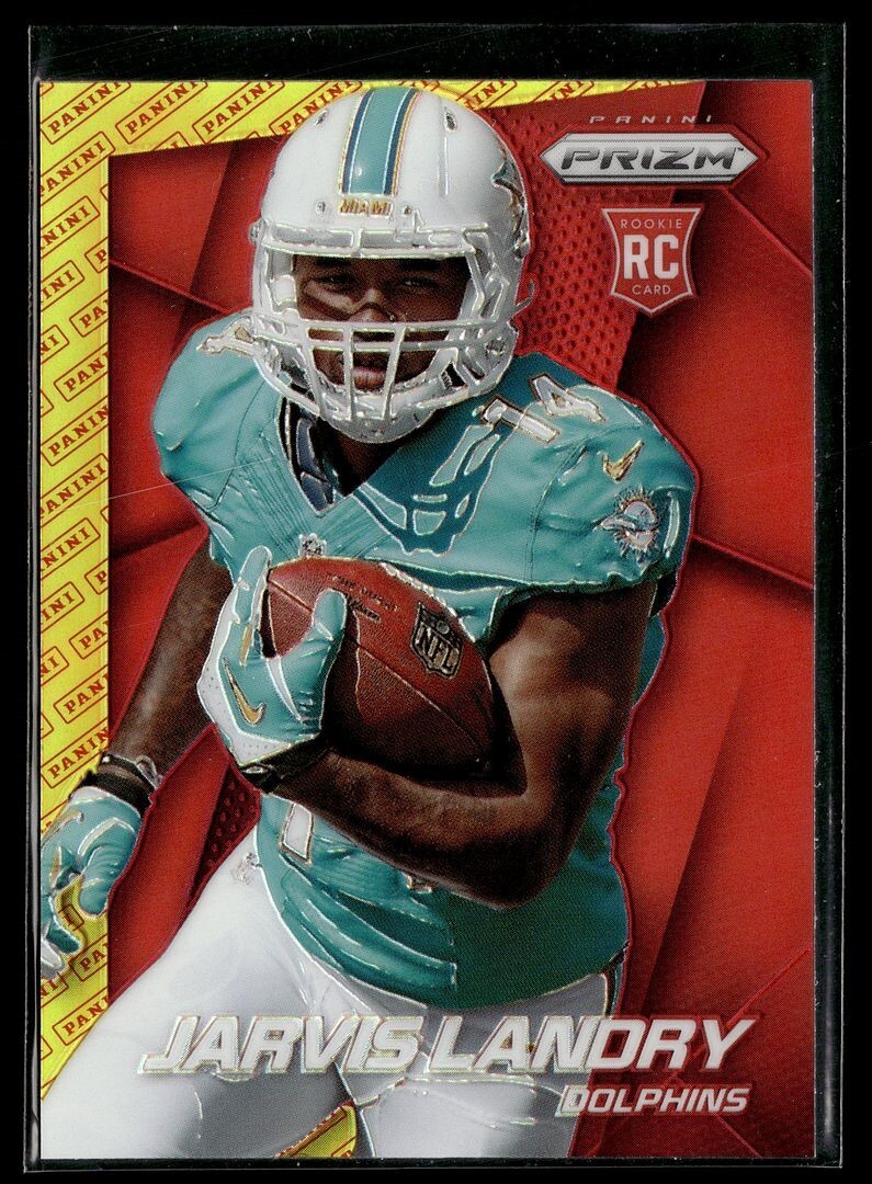 2014 PRIZM RED YELLOW PANINI LOGO JARVIS LANDRY DOLPHINS
