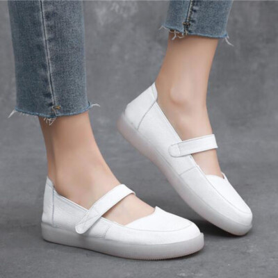 Hospital Womens Leather Nusring Shoes Comfort Flats Nurse Work Shoes  Workwear