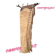 Handmade Western Leather Chaps Cowboy style Leather Chinks for Horse Riding