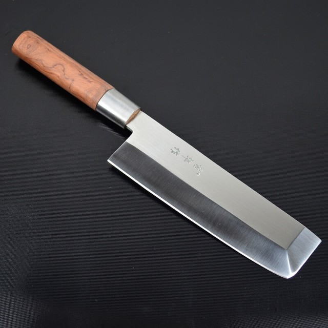 Japanese Nakiri Knife Wood Handle Sushi Sashimi Salmon Chef Cleaver