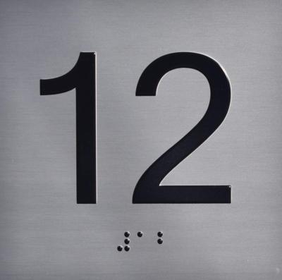 12TH Floor Elevator Jamb Plate Sign with Braille and Raised Number..-REF24-1027