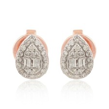 H/SI Pave Diamond Pear Stud Earrings 10k Rose Solid Gold Jewelry Gift 0.20 Ct.