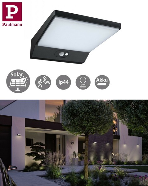 Paulmann Solar Led Wandleuchte Ronas Ii Bewegungsmelder 3 Modi Schaltung Ip44-image