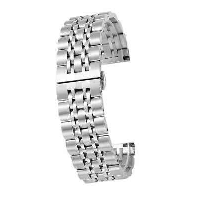 Stainless Steel Watch Band Strap Silver 22mm Quick Release Bracelet Replacement