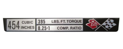NEW Trim Parts LS-4 Engine Data Plate / FOR 1973-74 C3 CORVETTE STINGRAY / 5916