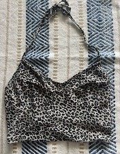 SHEIN Leopard Print Halter Crop Top- Size XS