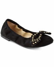 Sam Edelman girl's Felicia Bow Black Suede Gold studded Ballet Flat NEW 1