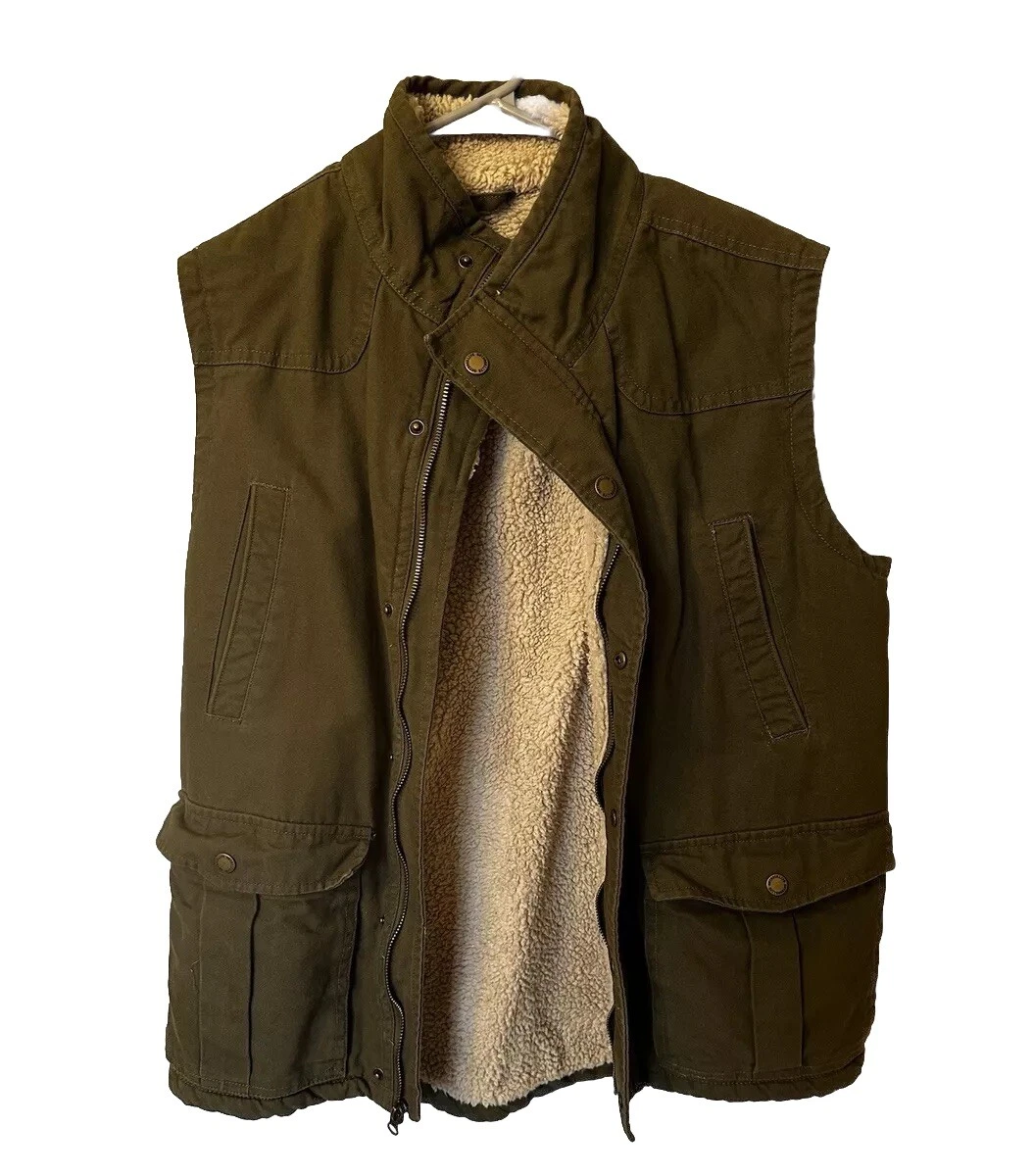 Men’s Outdoor Life Sherpa Lined Canvas Work Utility Vest Size Small
