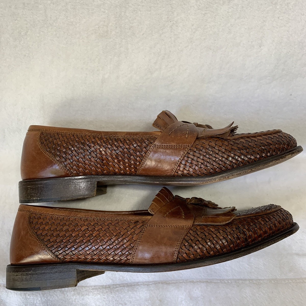 Johnston Murphy Domani Leather Woven Tassle Loafers, 9.5 M, Italy