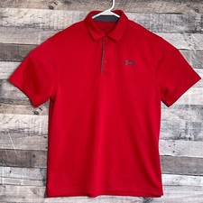 Under Armour Polo Shirt Mens Medium Red Heatgear Performance Golf