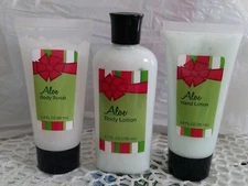 CVS 3 PIECE ALOE BODY SCRUB,BODY LOTION AND HAND LOTION. NEW
