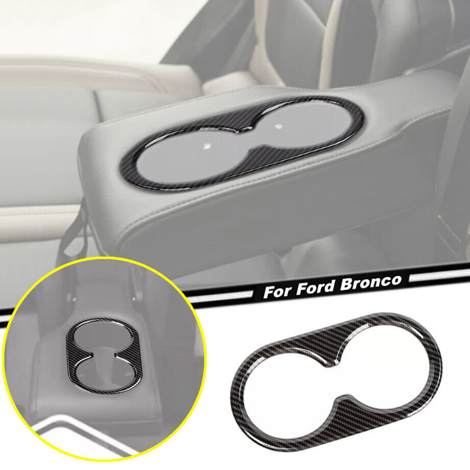 For Ford Bronco 21-24 Carbon Car Rear Armrest Cup Holder Cover Trim Accessories