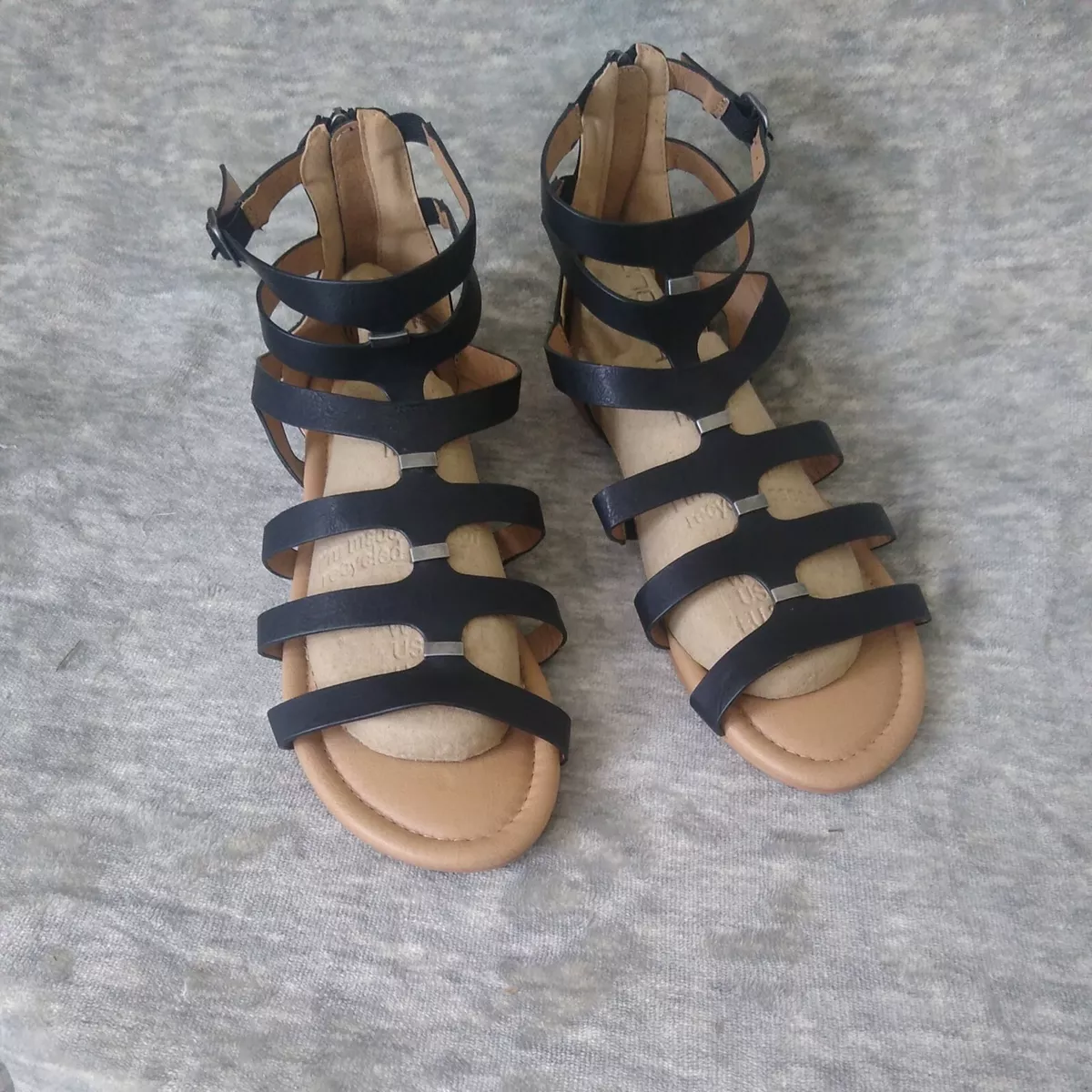 Torrid Women s Black Gladiator Zipper Heel strappy Sandals Size