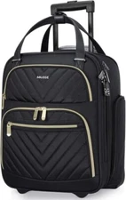 Carry-on Underseat 16-inch Luggage with Wheels, Softside Rolling Carry Black