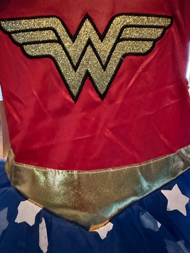 DC Comics Girls WONDER WOMAN Halloween Costume Purim Dress Small 6 6X M 8 NEW - Picture 2 of 3