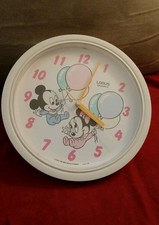 Vintage 1984 Disney Baby Mickey Mouse  Minnie Lorus Quartz Nursery Wall Clock