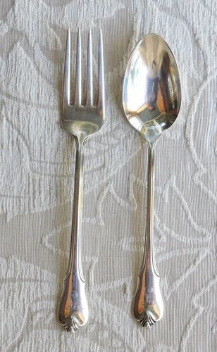 Charming Christening Sterling Fork & Spoon, Wallace Grand Colonial Pattern 1940s