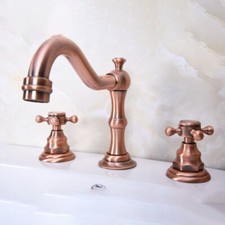 Antique Red Copper Widespread Bathroom Basin Faucet Sink 3 Hole Mixer Tap frg059