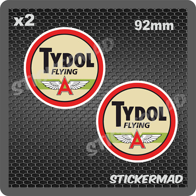 x2 Tydol Flying A Aufkleber Vintage USA RETRO Fuel Motorsport Motoröl Garage