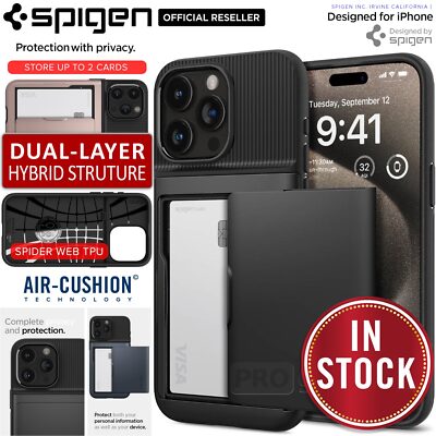 For iPhone 15 Pro/ Max Case SPIGEN Slim Armor CS Card Slot Wallet Holder  Cover Australia