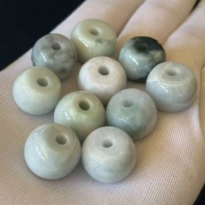 10 pcs VTG Light Green Jade Beads Pendant Charms, 18x13 mm, Free Necklace