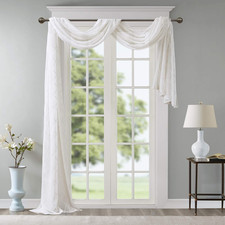 Sheer Curtain Scarf Irina Embroidered Kitchen, Transitional Fabric Sheers Single