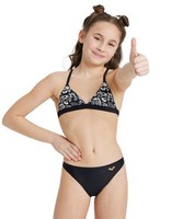 Arena MäDchen Badeanzug Solid Jr Triangle, Schwarz/Weiß, 140 Cm UK/USA26