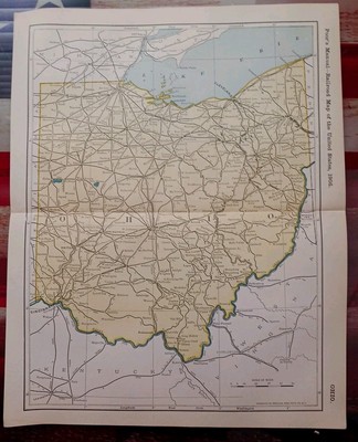 1905 ORIGINAL datierter Zug Streckenplan OHIO alle Eisenbahnlinien 11 x 9 Zoll KOSTENLOSER VERSAND 