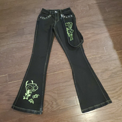Nickelodeon Invader Zim Girl Jeans Black Goth Size 0 Hot Topic Y2K Style READ