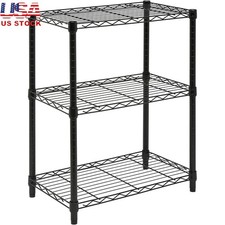 Heavy Duty Steel Shelving Unit 3-Tier Adjustable Storage Rack Kitchen Garage New