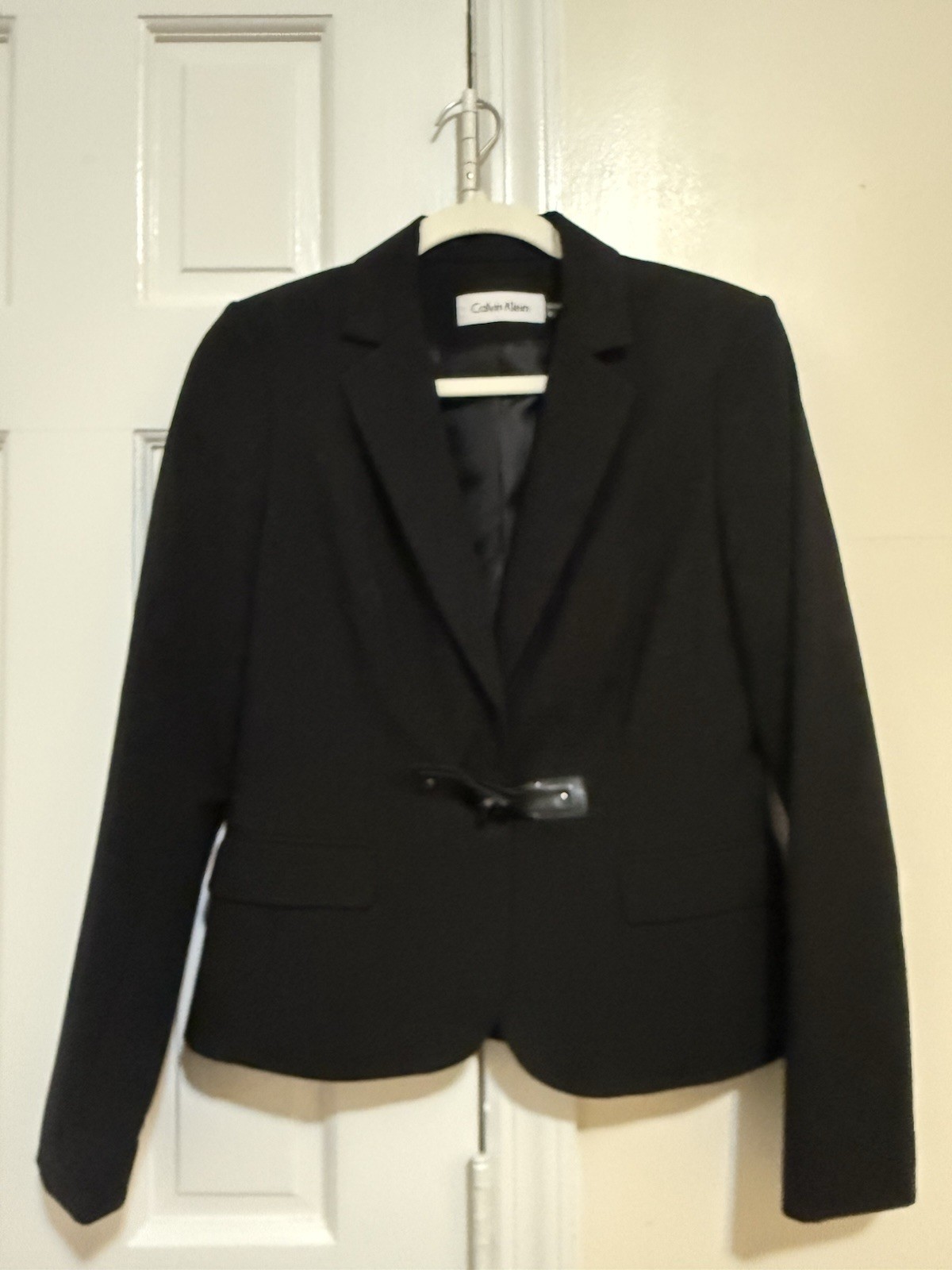 Calvin Klein Women's Black Suit Jacket Blazer Notch Lapel Single-Breasted Lined