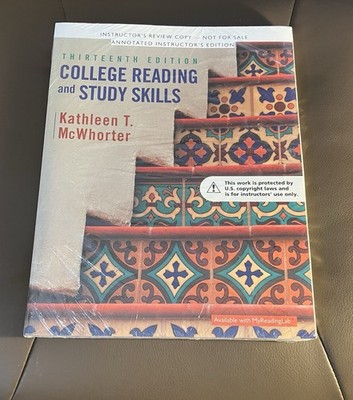 COLLEGE READING AND STUDY SKILLS 13th Ed By Mcwhorter Instructor Edition New