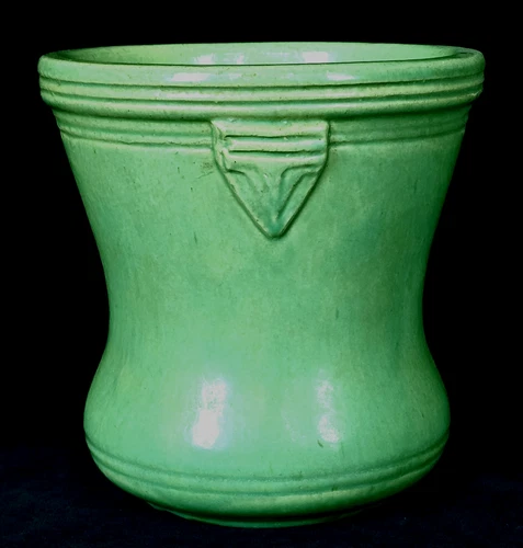 OOAK Garden City Pottery Vase w Applied Art Deco Chevrons Unmarked Bauer Era