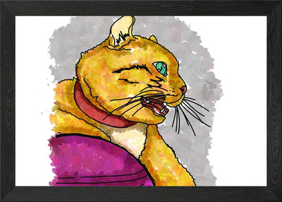 Niedliche Katze Illustration gerahmtes Wandbild Poster Leinwanddruck Bild