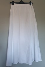 H&M White Cotton Maxi Skirt XS Elastic Waist A Line Boho Summer Pockets