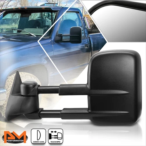 For 88-02 Chevy/GMC C/K 1500/2500/3500 Manual Extended Black Towing Mirror Left