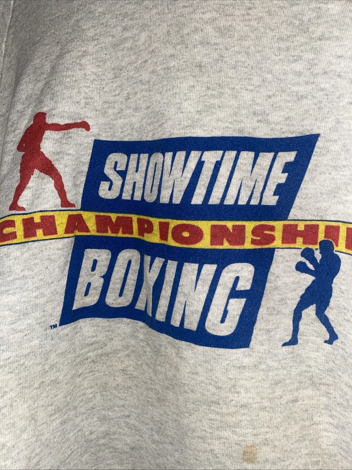 VINTAGE Showtime Championship Boxing Hoodie 90s Sweatshirt MMA UFC Heather Gray - Image 2 of 4