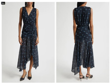 NEW VERONICA BEARD Dovima Floral Sleeveless Asymmetric Maxi Dress Black Multi