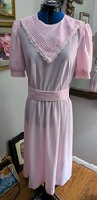 VTG Jennifer Gee Pink Dress Lace Belt So Pretty Size 8 USA Made 80s Style