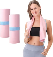 2 PCS Quick-Dry Gym Towels for Women, Yoga & Workout Sweat Towels Pink