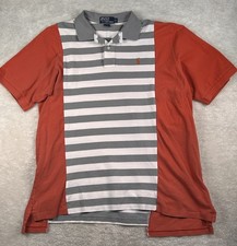 Polo Ralph Lauren Shirt Men  s XL Grey Chest Stripe Orange Colorblock Vintage 90s