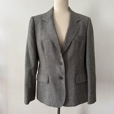 Vintage Houndstooth Women s Wool Blazer Black White Plaid Evan Picone Union Made