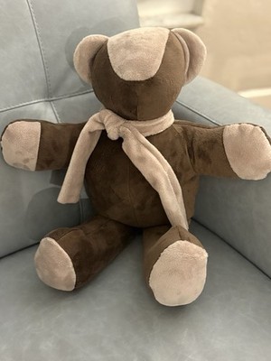 Plush Brown Teddy Bear with Scarf   Soft & Cuddly - Handmade
